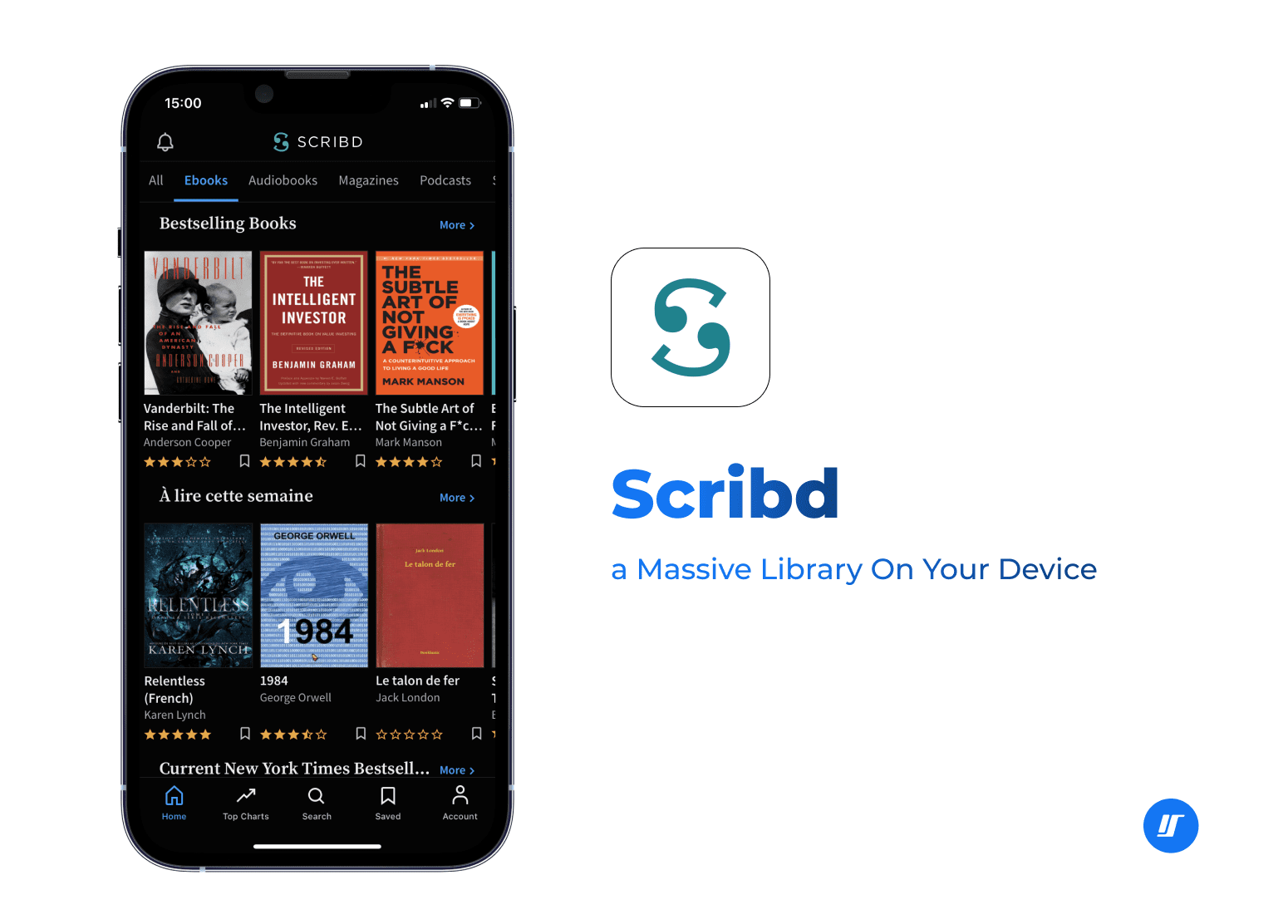 Scribd app screenshot on the iPhone screen