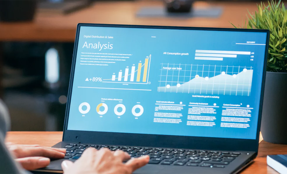 Digital distribution and sales analysis chart and graph